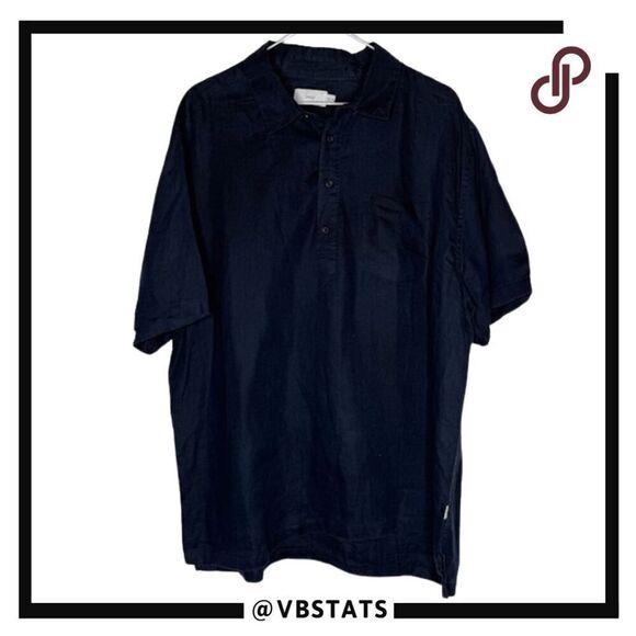 Onia Men's Linen Short Sleeve Polo Shirt Navy Blue Size XL - Picture 1 of 6
